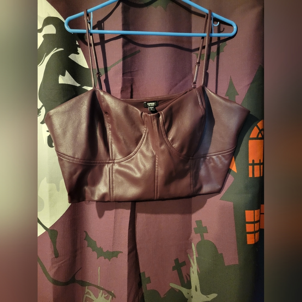 Faux leather crop top